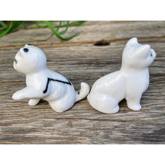 Vintage Pair Bone China Cat and Dog White Figurines Knick Knacks - Picture 9 of 9